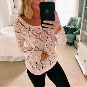 American Eagle Crochet Sweater with Scoop Neck